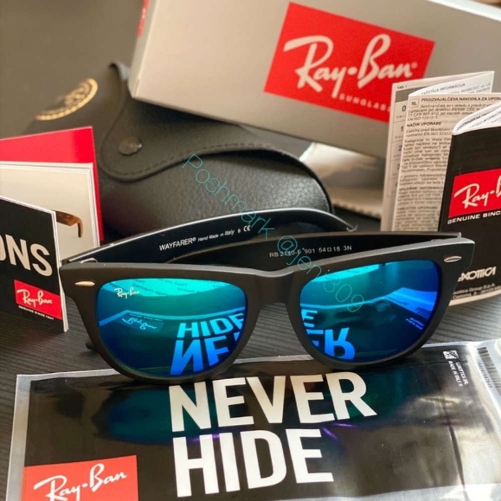 Blue Flash Matte Black frame Ray-Ban Wayfarer
